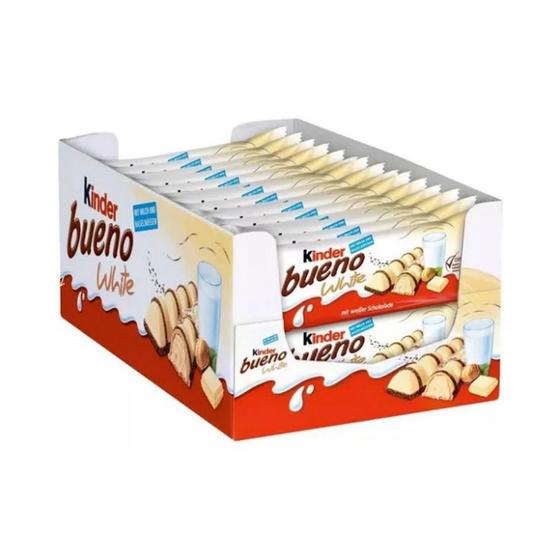 Kinder Bueno Branco Ferrero - Chocolate Waffle Leite e Avelã - Caixa 1.170kg c/ 30 und Menor preço em Kinder Bueno Branco Ferrero - Chocolate Waffle Leite e Avelã - Caixa 1.170kg c/ 30 und