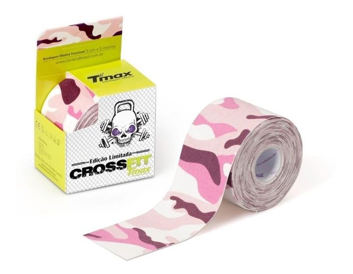 Imagem de Kinésio Tmax Rosa Camuflado Bandagem Elástica 5 Cm X 5m