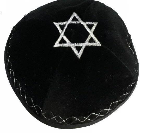 Imagem de Kipa Judaico Veludo Estrela De Davi - Preto - De Israel