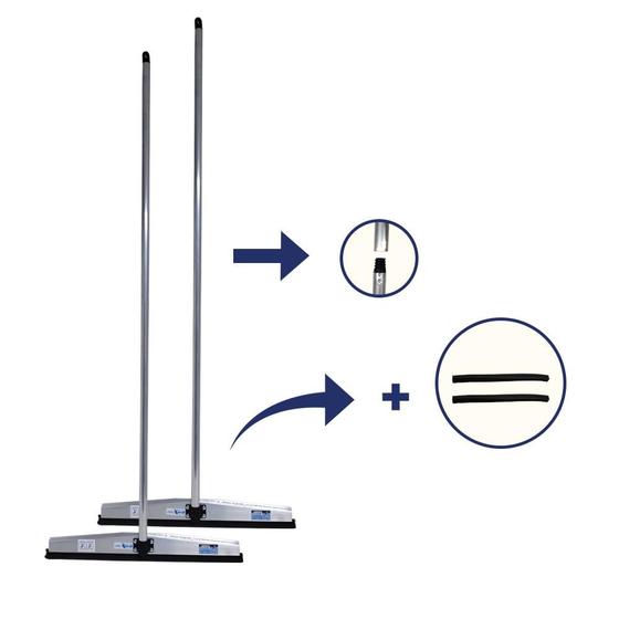 Imagem de Kit 01 Rodo de Alumínio de 40 Cm + 01 Rodo de 60 Cm + 2 Refil 