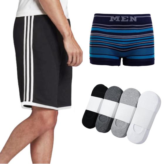 Kit 01 Shorts Calção Bermuda Futebol Masculina + 01 Cueca Boxer Box + 02 Pares Meias Invisíveis Cano Curto Soquete Menor preço em Kit 01 Shorts Calção Bermuda Futebol Masculina + 01 Cueca Boxer Box + 02 Pares Meias Invisíveis Cano Curto Soquete