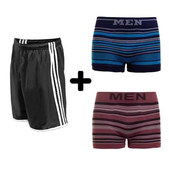 Imagem de Kit 01 Shorts Futebol Lançamento Ótimo Para Esportes Academia Bicicleta + 02 Cuecas Boxer Em Poliéster A Pronta Entrega