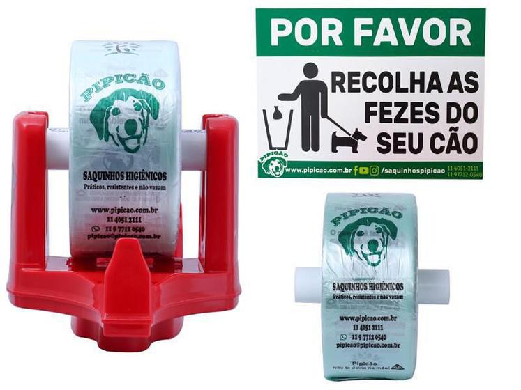 Imagem de Kit 01 Suporte Parede Com 02 Rolos De Saquinhos E Placa