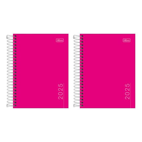 Imagem de Kit 02 Agenda 2025 Espiral Diária Pepper Executiva Preta/Rosa Capa Dura 11,7 x 16,4cm Tilibra