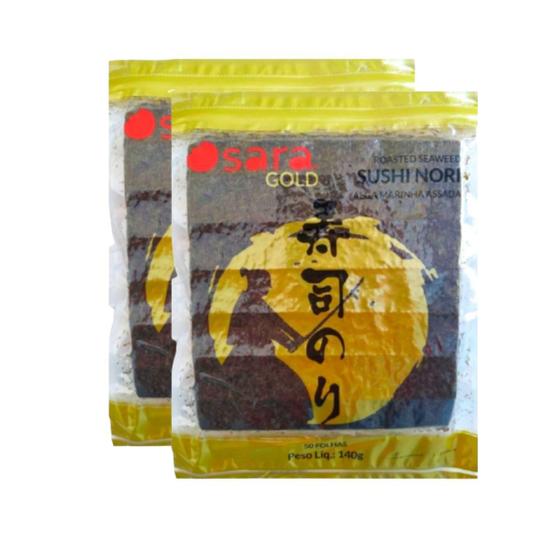 Imagem de Kit 02 alga marinha  nori osara gold 50 folhas 140g