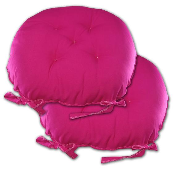 Imagem de Kit 02 Almofadas Futon Redondo Assento para Cadeira 40x40 Rosa Pink Cód. 2533