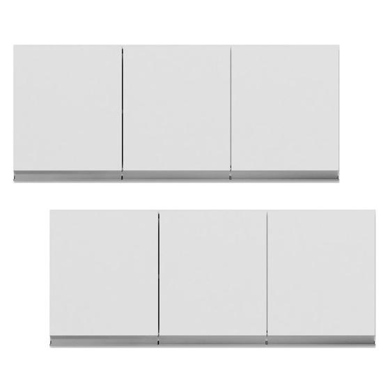 Imagem de Kit 02 Armários de Cozinha Aéreo Andréia 120cm 3 Portas Branco - Desk Design