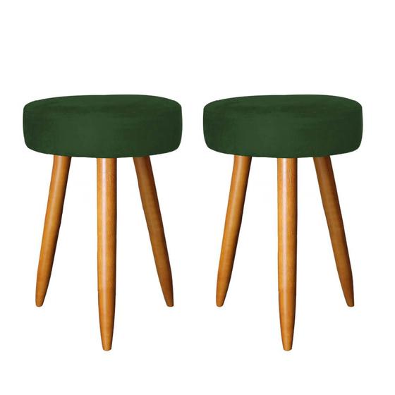 Imagem de Kit 02 Banqueta Alta Julia 50cm Bar Cozinha Balcão Bistrô Pé Palito Caramelo Suede Verde - Ahazzo Móveis