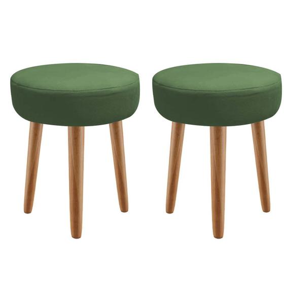 Imagem de Kit 02 Banqueta Alta Julia Industrial 55cm Pé Palito Madeira Suede Verde - Ahazzo Móveis