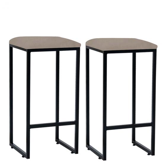 Kit 02 Banqueta Alta Lua Industrial Cozinha Bar Balcão Bistrô Ferro Preto Suede Bege - Ahazzo Móveis é ruim? Kit 02 Banqueta Alta Lua Industrial Cozinha Bar Balcão Bistrô Ferro Preto Suede Bege - Ahazzo Móveis é boa?