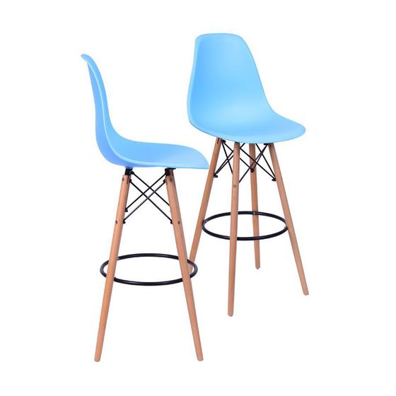 Imagem de Kit 02 Banquetas Boxbit Dkr Eames Polipropileno Azul Claro