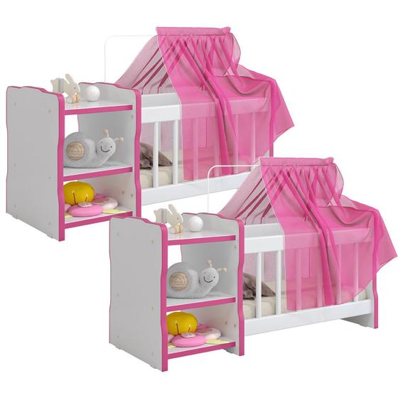 Kit 02 Berços Para Boneca Cristal Ursinho Brinquedo Infantil Criança - Lyam Decor Menor preço em Kit 02 Berços Para Boneca Cristal Ursinho Brinquedo Infantil Criança - Lyam Decor