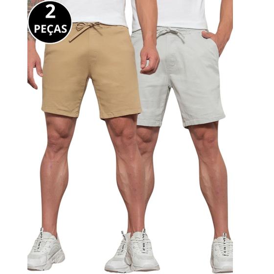 Imagem de kit 02 Bermudas Jogger Sarja Curta Masculina 