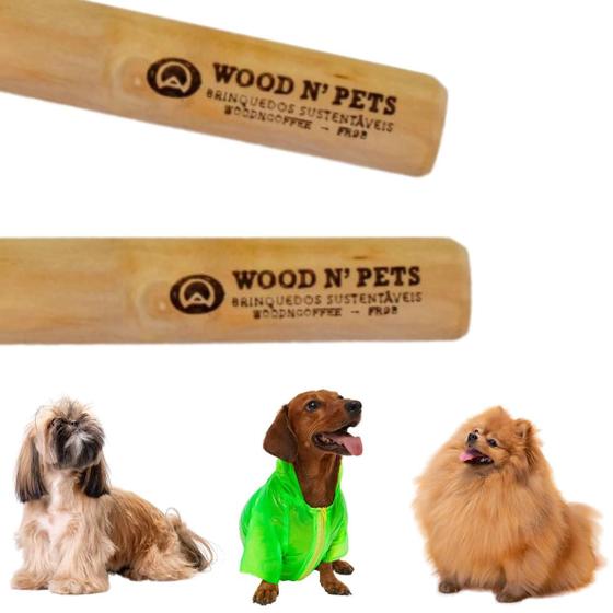 Imagem de Kit 02 Brinquedo Mordedor Natural Para Cachorro Wood N Pets Madeira de Roer Pequeno - 12cm