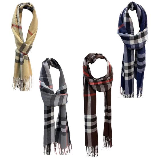Imagem de Kit 02 Cachecol Casual Estampado listrado Inverno com Franja