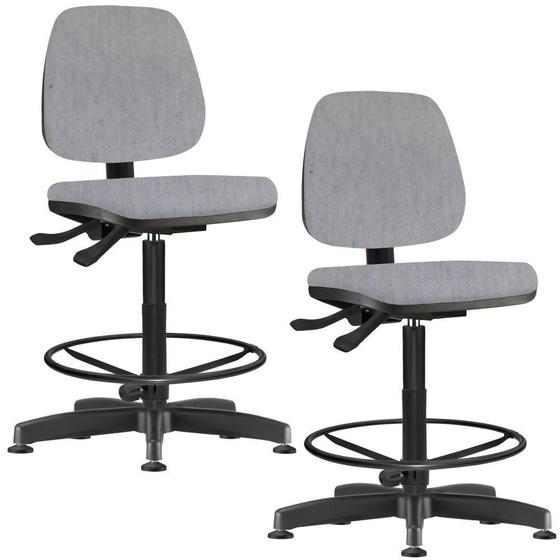 Kit 02 Cadeiras Caixa Alta Giratória Job Linho Cinza - Lyam Decor Menor preço em Kit 02 Cadeiras Caixa Alta Giratória Job Linho Cinza - Lyam Decor
