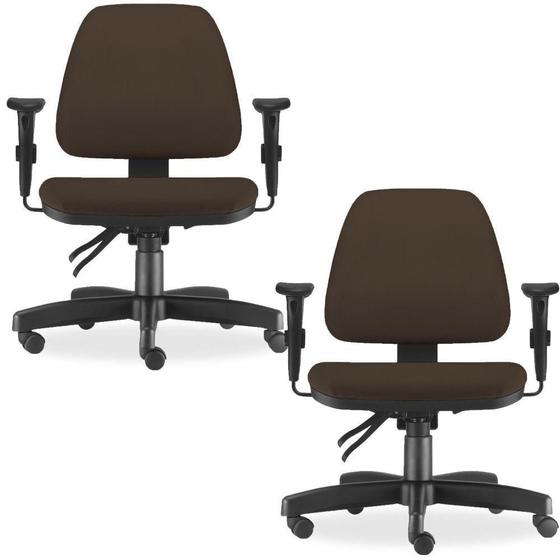 Imagem de Kit 02 Cadeiras de Escritório Giratória Executiva Ergonômica Sky L02 Suede Marrom - Lyam Decor