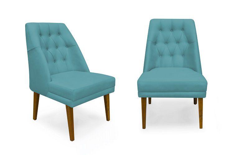 Imagem de Kit 02 Cadeiras De Jantar Bela Suede Azul Turquesa - Meu Lar Decorações de Ambientes