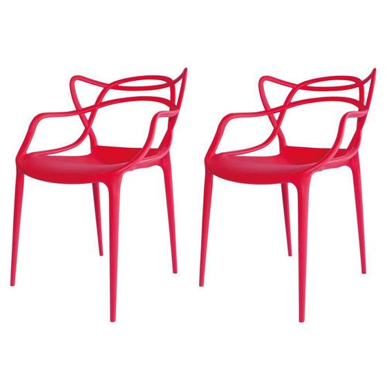 Kit 02 Cadeiras Decorativa Amsterdam Vermelho - Facthus Menor preço em Kit 02 Cadeiras Decorativa Amsterdam Vermelho - Facthus