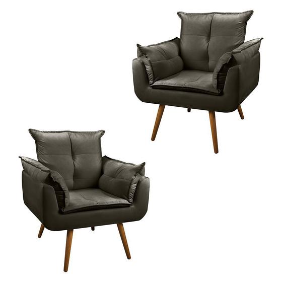 Imagem de Kit 02 Cadeiras Decorativa Opala Consultório Sala de Estar Marrom Claro