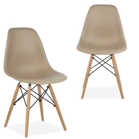 Kit 02 Cadeiras Decorativas Eiffel Charles Eames Nude com Pés de Madeira - Lyam Decor Menor preço em Kit 02 Cadeiras Decorativas Eiffel Charles Eames Nude com Pés de Madeira - Lyam Decor