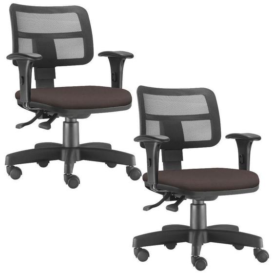 Imagem de Kit 02 Cadeiras Giratórias Zip L02 Executiva Ergonômica Escritório Suede Marrom - Lyam Decor