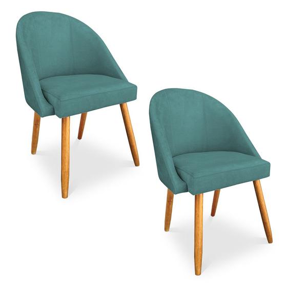 Imagem de Kit 02 Cadeiras Jantar Bela Suede Pés Palito Castanho - Pallazio
