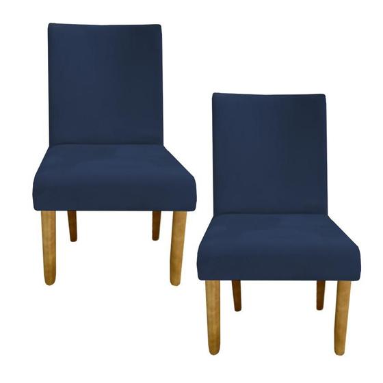 Imagem de Kit 02 Cadeiras Para Sala De Jantar Berlim Pés palito Suede Azul Marinho - D'Classe Decor