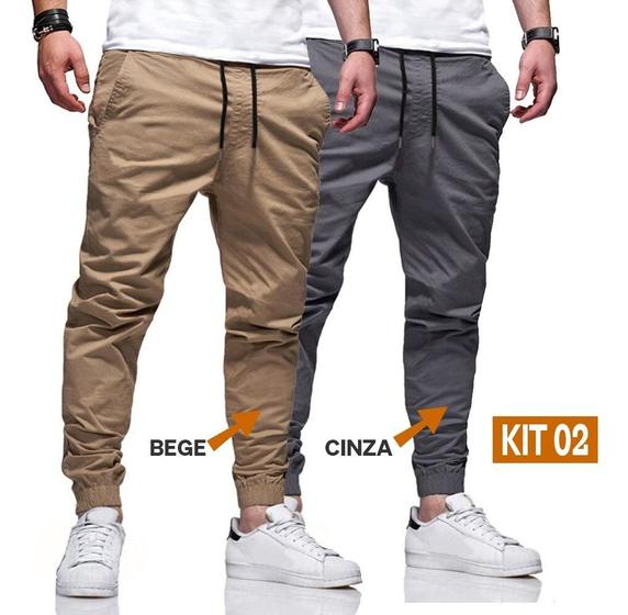 Imagem de Kit 02 Calças Jogger Jeans Masculina Com Punho Elástico