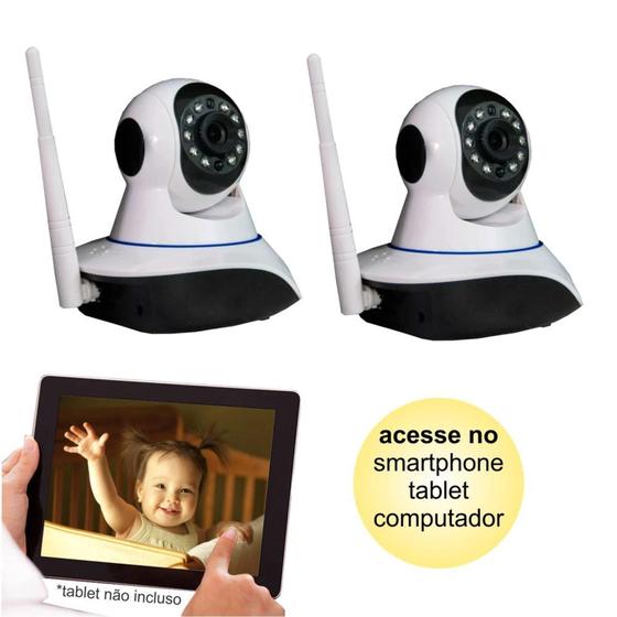 Imagem de Kit 02 Câmeras De Segurança Ip Sem Fio Wifi Hd 720p Robo Wireless Com Áudio Onvif