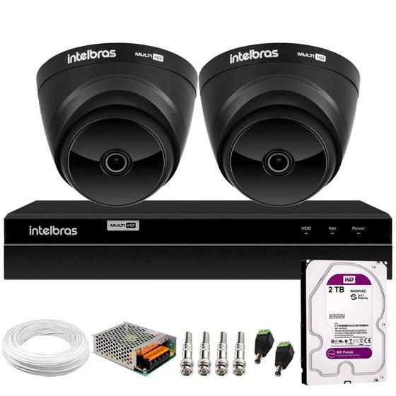 Imagem de Kit 02 Câmeras Intelbras VHD 1220 D G7 Black Full HD 1080p Visão Noturna 20m + DVR MHDX 1204 4 Canais + HD 2TB Purple