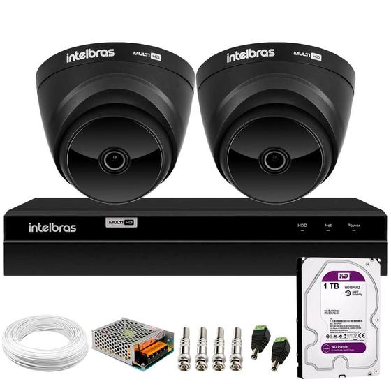 Imagem de Kit 02 Câmeras Intelbras VHD 1220 Dome G7 Black Full HD 1080p, Lente 2.8mm, Visão Noturna 20m + DVR Intelbras MHDX 1204 4 Canais + HD 1TB Purple