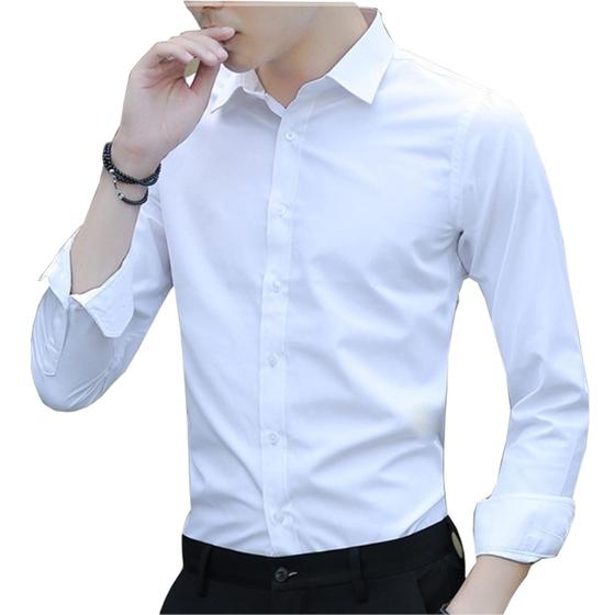 Imagem de Kit 02 Camisas Tricoline algodao  masculina Branca Social manga Longo muito mais barato