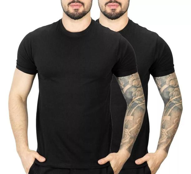 Kit 02 Camiseta Básica Algodão Pima Preta Menor preço em Kit 02 Camiseta Básica Algodão Pima Preta