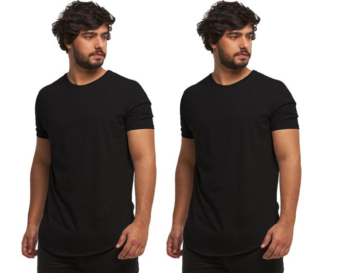 Imagem de Kit 02 camisetas plus size longline manga curta masculina