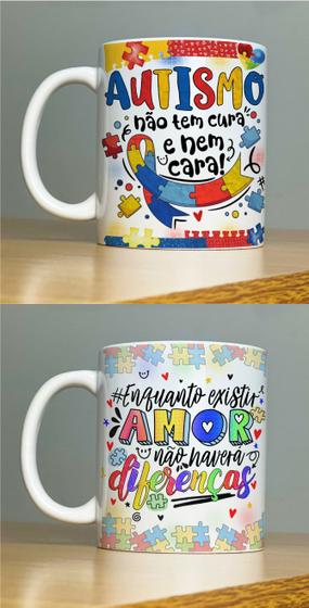 Kit 02 Caneca Porcelana Frase Autismo Enquanto Existir Amor Não Haverá Diferenças - Villa Caneca Imagem de Kit 02 Caneca Porcelana Frase Autismo Enquanto Existir Amor Não Haverá Diferenças