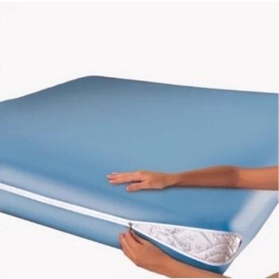 Imagem de Kit 02 Capa P/Colchão Solteiro Poliéster com Zíper Azul
