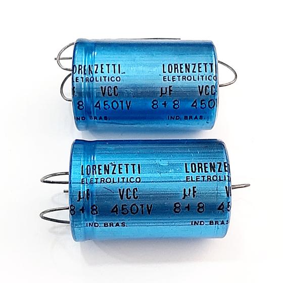 Imagem de Kit 02 Capacitor Eletrolítico 8uf + 8uf 450v Lorenzetti