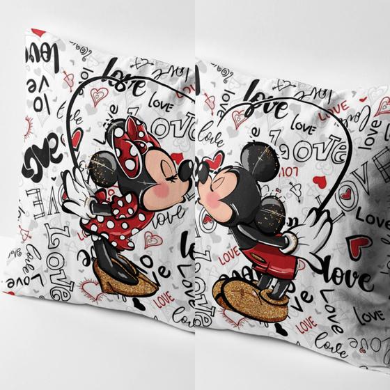 Imagem de Kit 02 Capas De Almofada Personalizadas Mickey e Minnie Para Sala e Quarto Decorativas Com Zíper!
