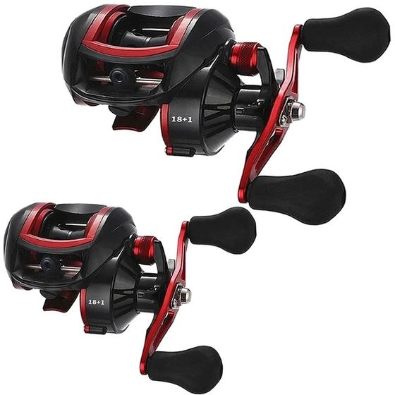 Imagem de Kit 02 Carretilha Cmik 19 Rolamentos Recolhimento 8.1:1 Suporta Até 15kg
