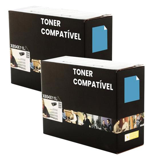 Imagem de kit 02 cartucho de Toner X654 Compatível para impressora lexmark X656DE 36K