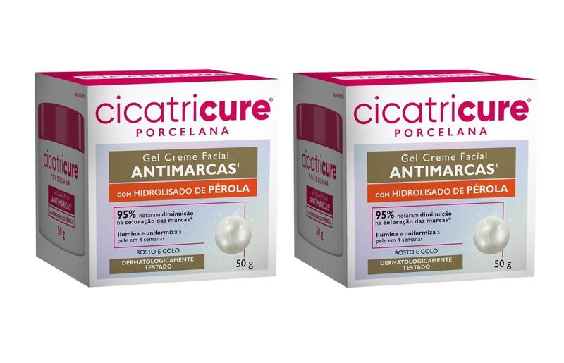 Imagem de Kit 02 Cicatricure Porcelana Gel Creme ANTIMARCAS 50g Rosto e Colo