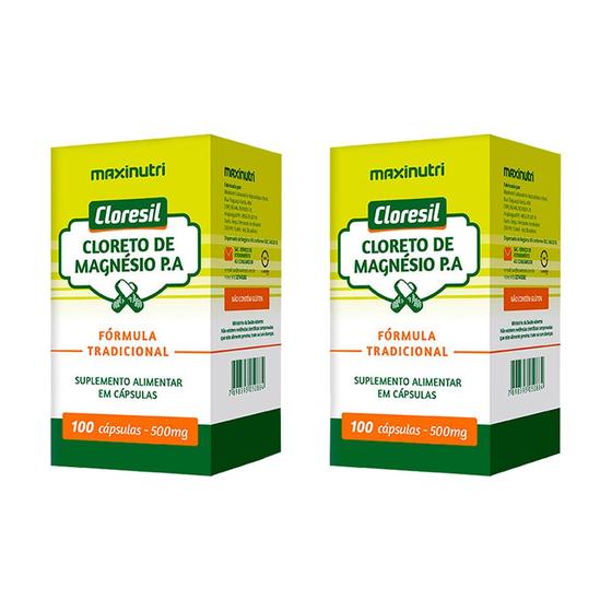 Imagem de Kit 02 Cloresil Cloreto Magnésio P.A 500Mg 100 Cápsulas