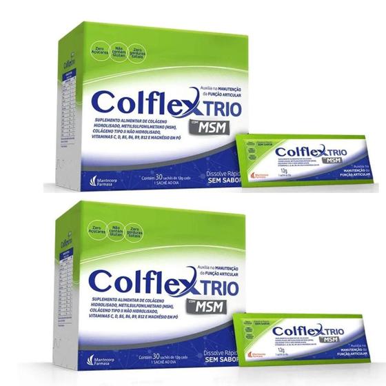 Imagem de Kit 02 Colágeno Colflex Trio Hidrolisado 30 Sachês Diversas Vitaminas