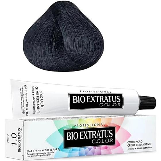 Imagem de Kit 02 Coloração Bio Extratus Cor 1.0 Preto Com Microqueratina e Tutano