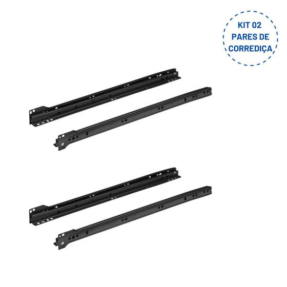 Imagem de Kit 02 Corrediças de Roldana Preta Blum Gaveta Móveis 55cm