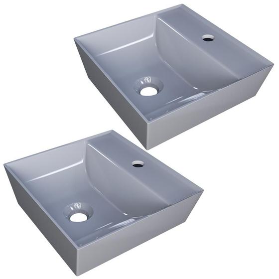 Imagem de Kit 02 Cubas de Apoio Angular Quadrada Para Banheiro Lavabo Volcano C01 AQ33W Cinza - Lyam