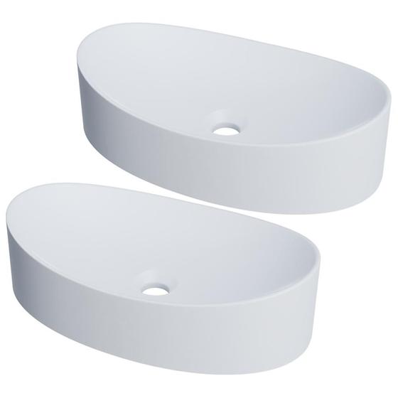 Imagem de Kit 02 Cubas de Apoio Canoa Para Banheiro Lavabo C01 BC47W Branco Matte Fosca - Lyam