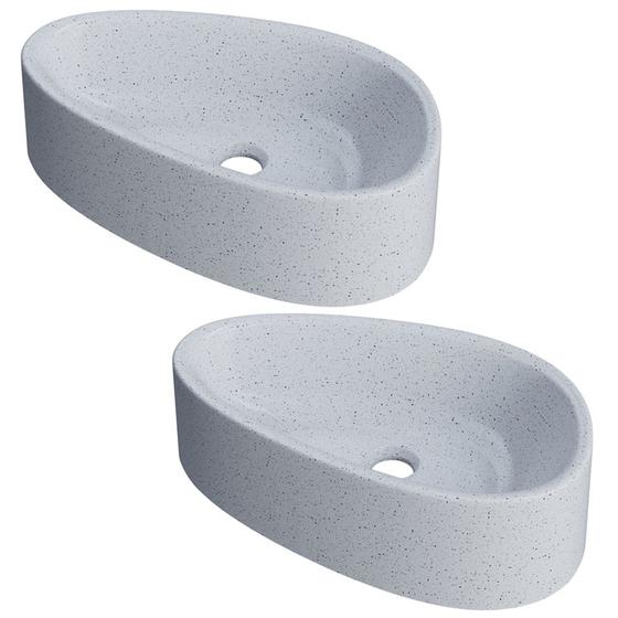 Imagem de Kit 02 Cubas de Apoio Gota Para Banheiro Lavabo C01 BG43W Branco Granit Matte  - Lyam