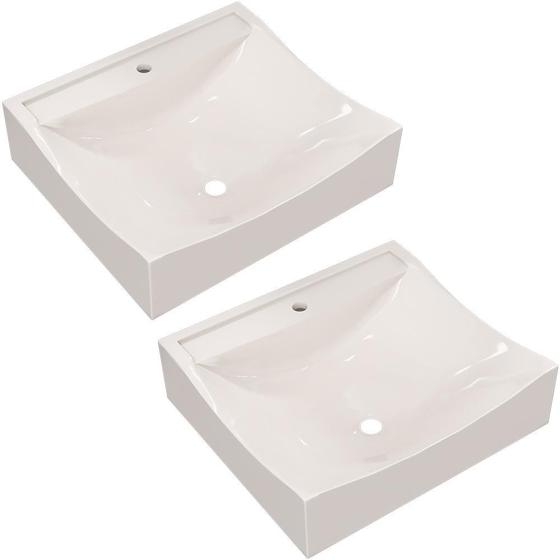 Imagem de Kit 02 Cubas de Apoio Quadrada Para Banheiro Lavabo C01 Q440 Bege - Lyam Decor